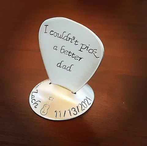 sterling guitar pick with stand for dad