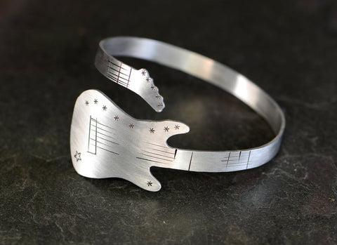 silver guitar bangle