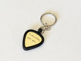 I plucking love you brass guitar pick keychain in Silicon Holder