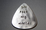 Guitar Pick Sterling Silver with You Rock my World