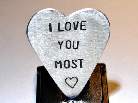 Guitar Pick I Love You Handmade from Aluminum