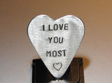 Guitar Pick I Love You Handmade from Aluminum