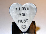 Guitar Pick I Love You Handmade from Aluminum