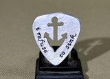 Refuse to sink sterling silver guitar pick with anchor cut out