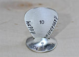 Anniversary sterling silver guitar pick and stand