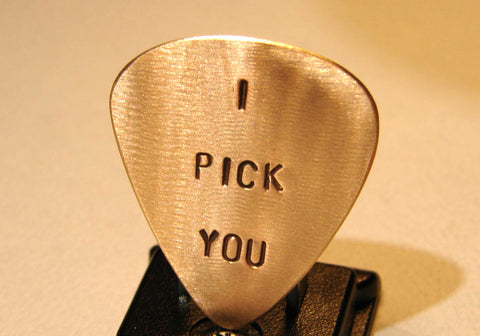 Bronze Guitar Pick Handmade with I Pick You