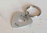 Guitar Pick Key Chain I Pick You with Heart Cut Out
