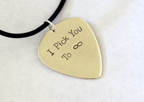 I Pick You to Infinity Sterling Silver Guitar Pick Necklace