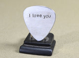 I love you guitar pick handmade in aluminum