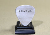 I love you guitar pick handmade in aluminum