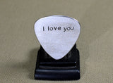 I love you guitar pick handmade in aluminum
