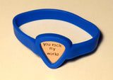 Guitar Pick Holder Wrist Band with Custom Bronze I Pick You Guitar Pick or any Message of your Choosing