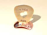Copper guitar pick stand rock on edition