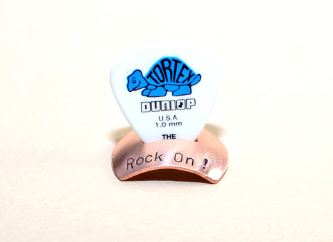 Copper guitar pick stand rock on edition