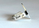 Sterling Silver Thumb Pick with I Plucking Love U
