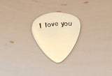 I love you guitar pick handmade in sterling silver