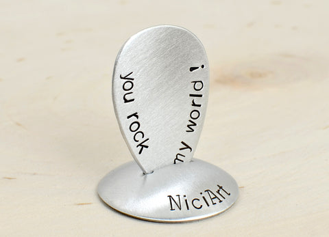 Aluminum Teardrop Jazz Guitar Pick with You Rock My World