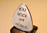 Guitar Pick Handmade from Aluminum with You Rock