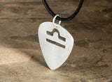 Aluminum guitar pick necklace with personalized zodiac cut out