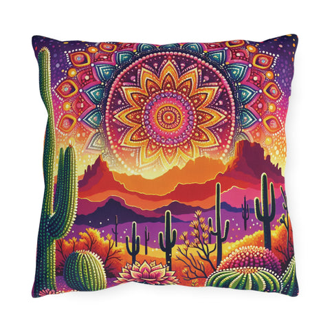 Mandala dot art outdoor pillow