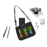 Cactus shoulder bag small - black with my own art