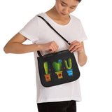 Cactus shoulder bag small - black with my own art