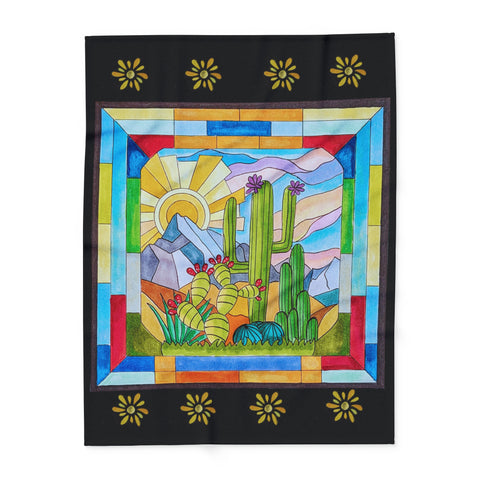 Arctic Fleece Blanket with stained glass window design