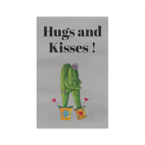 cactus tea towel with Hugs and Kisses