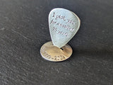 Sterling silver guitar pick with stand for 25th anniversary