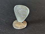 Sterling silver guitar pick with stand for 25th anniversary