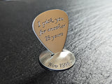 Sterling silver guitar pick with stand for 25th anniversary