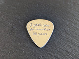 Sterling silver guitar pick for 25th anniversary - custom guitar pick