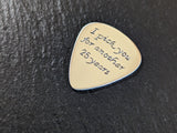 Sterling silver guitar pick for 25th anniversary - custom guitar pick
