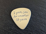Sterling silver guitar pick for 25th anniversary - custom guitar pick