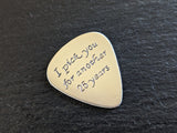 Sterling silver guitar pick for 25th anniversary - custom guitar pick
