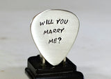 Will you marry me aluminum guitar pick - handmade and playable