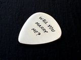 Will you marry me aluminum guitar pick - handmade and playable
