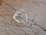 Silver aluminum guitar pick with Phoenix