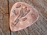 copper guitar pick with cactus - playable
