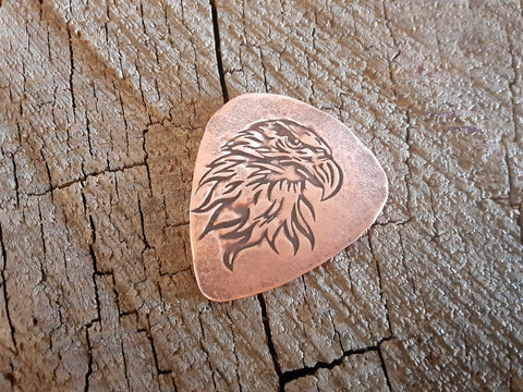 copper eagle head guitar pick - playable