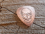 copper guitar pick - playable with skull