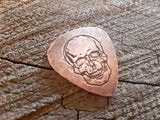 copper guitar pick - playable with skull