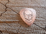 copper guitar pick - playable with skull