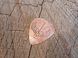 copper guitar pick with winged guitar - playable