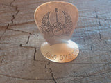 bronze memorial guitar pick with stand