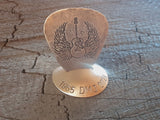 bronze memorial guitar pick with stand