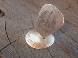 bronze memorial guitar pick with stand