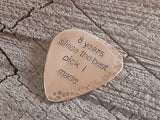 8 year or 19 year anniversary bronze guitar pick - playable