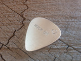 sterling silver guitar pick - playable with rock on and heart