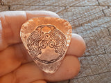copper guitar pick - playable with 2 ravens